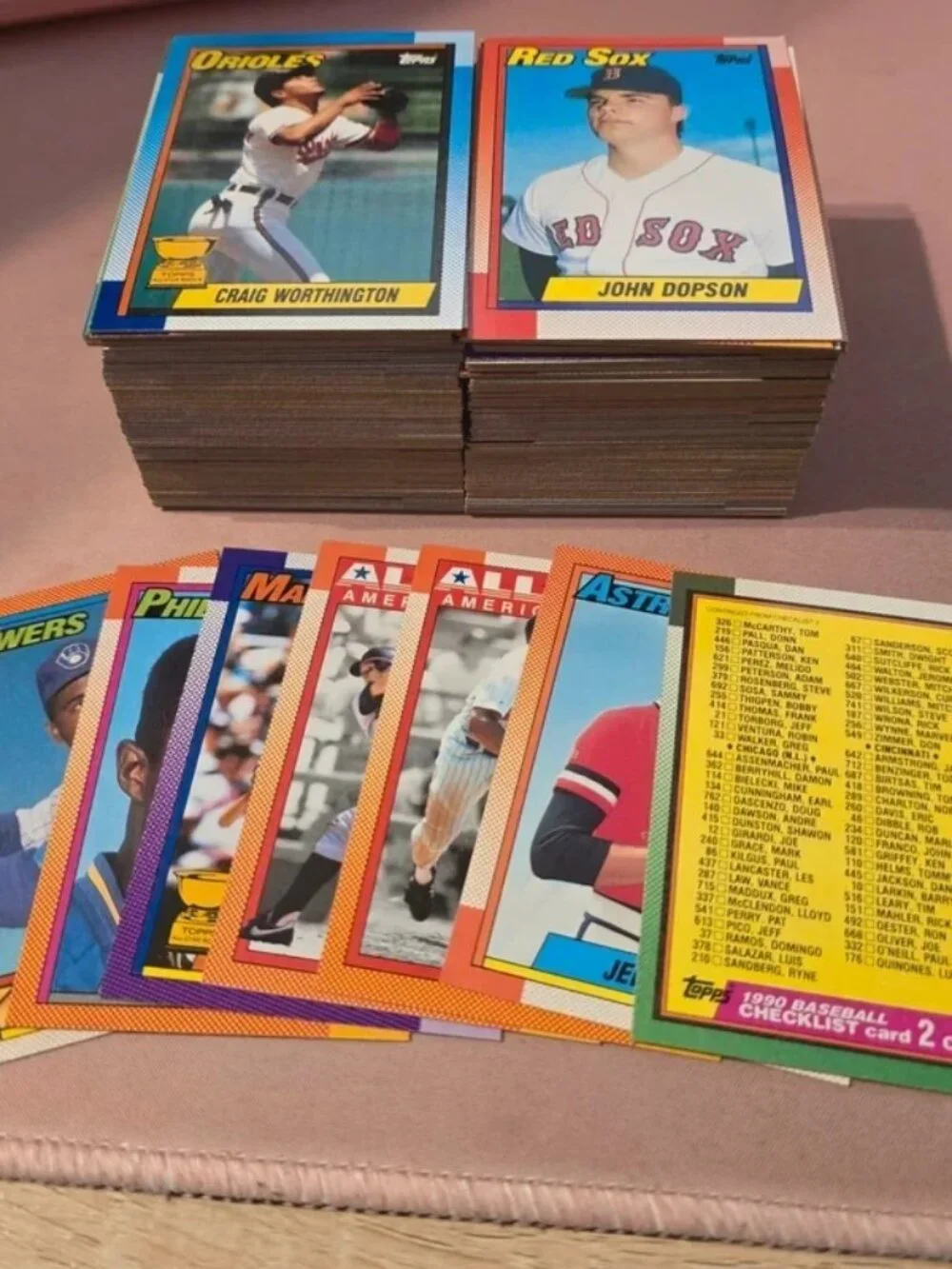 Vintage Baseball Card Lot + Napa Valley Box Company Wooden Storage Box